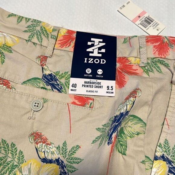 Izod Shorts Mens 40 Tan Floral - Picture 2 of 3